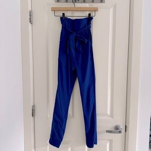 Love Moda bright blue skinny pants high-rise with bow. Size S.